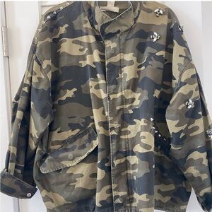 H&M oversized camo jacket with studs